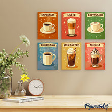 Charger l'image dans la galerie, Mini Peinture par numéros 15x20cm (6 pièces) - Café Classique