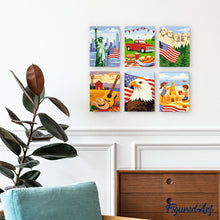 Charger l'image dans la galerie, Mini Peinture par numéros 15x20cm (6 pièces) - Bonjour USA