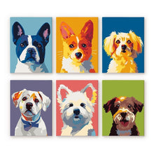 Charger l'image dans la galerie, Mini Peinture par numéros 15x20cm (6 pièces) - Portraits Modernes de Chiens 1 Figured'Art