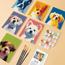 Charger l'image dans la galerie, Mini Peinture par numéros 15x20cm (6 pièces) - Portraits Modernes de Chiens 1