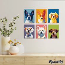 Charger l'image dans la galerie, Mini Peinture par numéros 15x20cm (6 pièces) - Portraits Modernes de Chiens 1