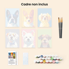 Charger l'image dans la galerie, Mini Peinture par numéros 15x20cm (6 pièces) - Portraits Modernes de Chiens 1
