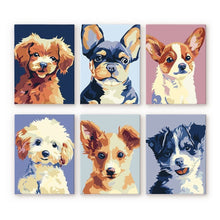 Charger l'image dans la galerie, Mini Peinture par numéros 15x20cm (6 pièces) - Portraits Modernes de Chiens 2 Figured'Art