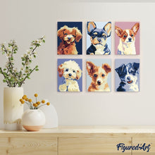 Charger l'image dans la galerie, Mini Peinture par numéros 15x20cm (6 pièces) - Portraits Modernes de Chiens 2