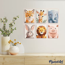Charger l'image dans la galerie, Mini Peinture par numéros 15x20cm (6 pièces) - Portraits de la Faune Sauvage 2