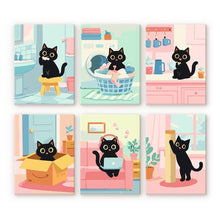 Charger l'image dans la galerie, Mini Peinture par numéros 15x20cm (6 pièces) - Chat à la Maison Figured'Art