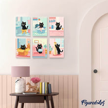 Charger l'image dans la galerie, Mini Peinture par numéros 15x20cm (6 pièces) - Chat à la Maison