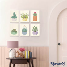 Charger l'image dans la galerie, Mini Peinture par numéros 15x20cm (6 pièces) - Cactus Mignons 1