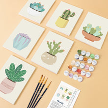 Charger l'image dans la galerie, Mini Peinture par numéros 15x20cm (6 pièces) - Cactus Mignons 2