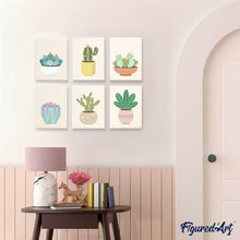Charger l'image dans la galerie, Mini Peinture par numéros 15x20cm (6 pièces) - Cactus Mignons 2