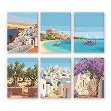 Charger l'image dans la galerie, Mini Peinture par numéros 15x20cm (6 pièces) - Rêves de Santorin Figured'Art