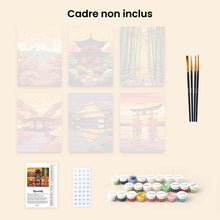 Charger l'image dans la galerie, Mini Peinture par numéros 15x20cm (6 pièces) - Coucher de Soleil au Japon