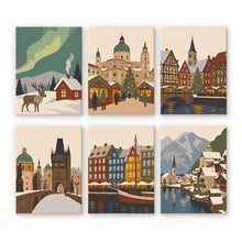 Charger l'image dans la galerie, Mini Peinture par numéros 15x20cm (6 pièces) - Collection Villages d'Hiver Figured'Art