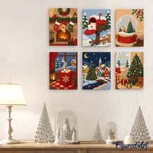 Charger l'image dans la galerie, Mini Peinture par numéros 15x20cm (6 pièces) - Souvenirs de Noël