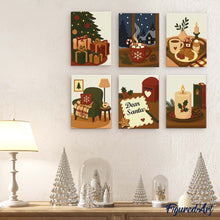 Charger l'image dans la galerie, Mini Peinture par numéros 15x20cm (6 pièces) - Instants Festifs d'Hiver