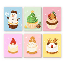 Charger l'image dans la galerie, Mini Peinture par numéros 15x20cm (6 pièces) - Cupcakes de Noël Figured'Art