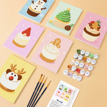 Charger l'image dans la galerie, Mini Peinture par numéros 15x20cm (6 pièces) - Cupcakes de Noël