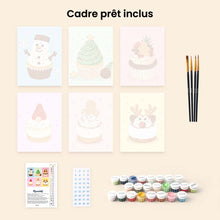 Charger l'image dans la galerie, Mini Peinture par numéros 15x20cm (6 pièces) - Cupcakes de Noël