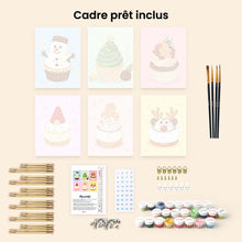 Charger l'image dans la galerie, Mini Peinture par numéros 15x20cm (6 pièces) - Cupcakes de Noël