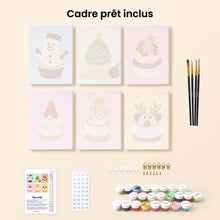 Charger l'image dans la galerie, Mini Peinture par numéros 15x20cm (6 pièces) - Cupcakes de Noël