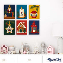 Charger l'image dans la galerie, Mini Peinture par numéros 15x20cm (6 pièces) - Traditions de Noël