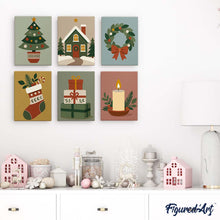 Charger l'image dans la galerie, Mini Peinture par numéros 15x20cm (6 pièces) - Collection de Décorations de Noël