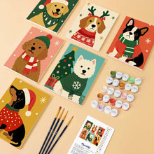 Charger l'image dans la galerie, Mini Peinture par numéros 15x20cm (6 pièces) - Chiots de Noël