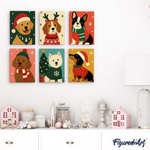 Charger l'image dans la galerie, Mini Peinture par numéros 15x20cm (6 pièces) - Chiots de Noël