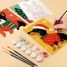 Charger l'image dans la galerie, Mini Peinture par numéros 15x20cm (6 pièces) - Chiots de Noël