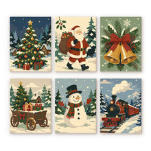 Charger l'image dans la galerie, Mini Peinture par numéros 15x20cm (6 pièces) - Ambiance de Noël Figured'Art