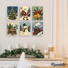 Charger l'image dans la galerie, Mini Peinture par numéros 15x20cm (6 pièces) - Ambiance de Noël