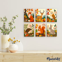 Charger l'image dans la galerie, Mini Peinture par numéros 15x20cm (6 pièces) - Petites créatures de la forêt