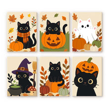 Charger l'image dans la galerie, Mini Peinture par numéros 15x20cm (6 pièces) - Nuit des chats fantômes Figured'Art