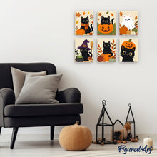 Charger l'image dans la galerie, Mini Peinture par numéros 15x20cm (6 pièces) - Nuit des chats fantômes