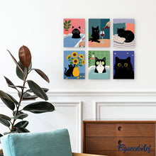 Charger l'image dans la galerie, Mini Peinture par numéros 15x20cm (6 pièces) - Vie de chat