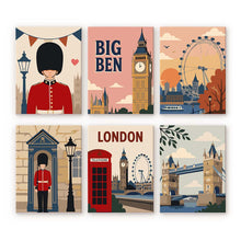 Charger l'image dans la galerie, Mini Peinture par numéros 15x20cm (6 pièces) - Cartes postales de Londres Figured'Art