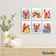 Charger l'image dans la galerie, Mini Série Peinture par Numéros 15x20cm (6 pièces) - Collection Homard Côtier