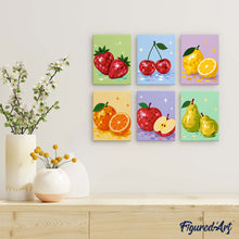 Charger l'image dans la galerie, Mini Série Peinture par Numéros 15x20cm (6 pièces) - Collection Fruits Disco
