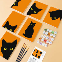 Charger l'image dans la galerie, Mini Série Peinture par Numéros 15x20cm (6 pièces) - Chat Noir Coucou