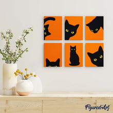 Charger l'image dans la galerie, Mini Série Peinture par Numéros 15x20cm (6 pièces) - Chat Noir Coucou