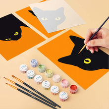 Charger l'image dans la galerie, Mini Série Peinture par Numéros 15x20cm (6 pièces) - Chat Noir Coucou