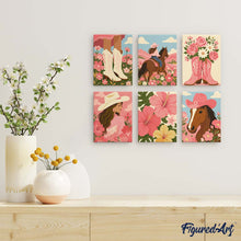 Charger l'image dans la galerie, Mini Série Peinture par Numéros 15x20cm (6 pièces) - Cowgirl Rose