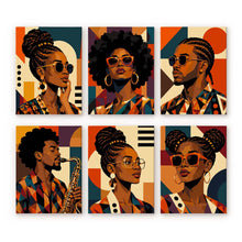 Charger l'image dans la galerie, Mini Série Peinture par Numéros 15x20cm (6 pièces) - Portraits Afro Pop Art Figured'Art