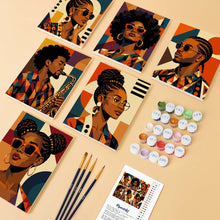 Charger l'image dans la galerie, Mini Série Peinture par Numéros 15x20cm (6 pièces) - Portraits Afro Pop Art
