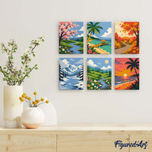Charger l'image dans la galerie, Mini Série Peinture par Numéros 15x20cm (6 pièces) - Saisons Autour du Monde