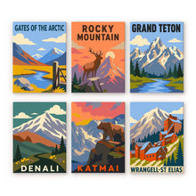 Charger l'image dans la galerie, Mini Série Peinture par Numéros 15x20cm (6 pièces) - Parcs Nationaux - Alaska et Rocheuses du Nord Figured'Art