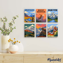 Charger l'image dans la galerie, Mini Série Peinture par Numéros 15x20cm (6 pièces) - Parcs Nationaux - Alaska et Rocheuses du Nord