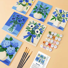 Charger l'image dans la galerie, Mini Série Peinture par Numéros 15x20cm (6 pièces) - Fleurs Sauvages Bleues