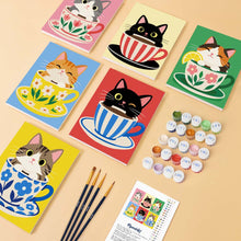 Charger l'image dans la galerie, Mini Série Peinture par Numéros 15x20cm (6 pièces) - Chats dans des Tasses de Thé