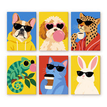 Charger l'image dans la galerie, Mini Série Peinture par Numéros 15x20cm (6 pièces) - Animaux Cool Figured'Art